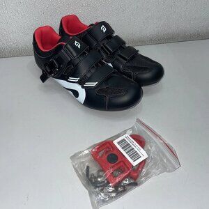 Peloton Indoor Cycling Shoes Size 39 Black Red Clip (6.5)
